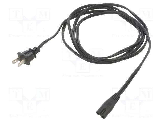 Cable; 2x18AWG; IEC C7 female,NEMA 1-15 (A) plug; PVC; 2.4m; 7A Qualtek Electronics 223021-01