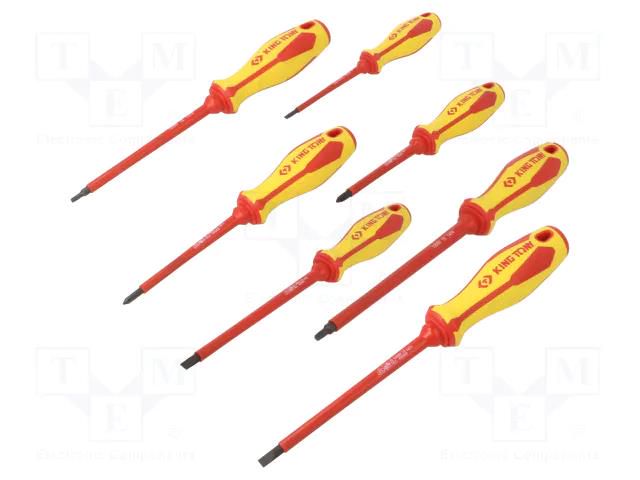 Kit: screwdrivers; insulated; square,Phillips,slot; 7pcs. KING TONY KT-30607MR02