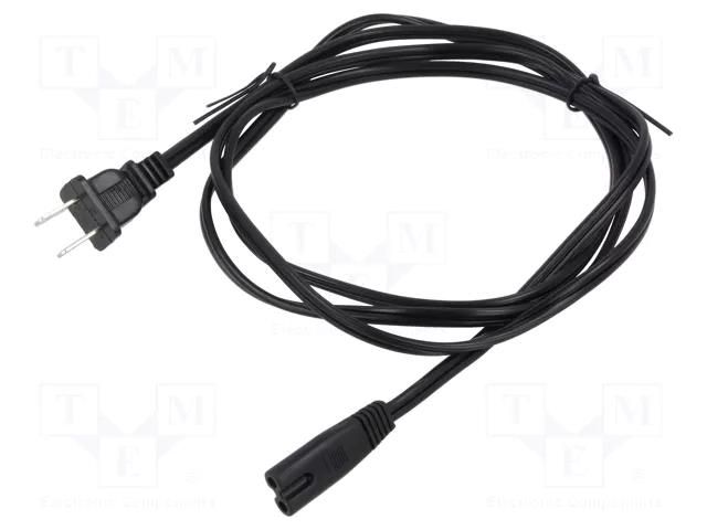 Cable; 2x18AWG; IEC C7 female,NEMA 1-15 (A) plug; PVC; 1.8m; 7A Qualtek Electronics 223020-01