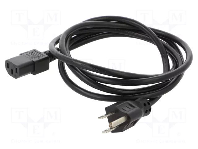 Cable; 3x18AWG; IEC C13 female,NEMA 5-15 (B) plug; PVC; 1.8m Qualtek Electronics 212099-01