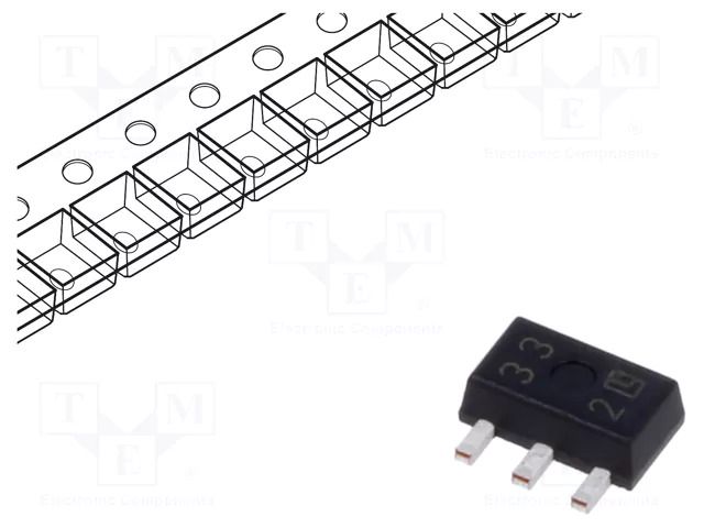 IC: voltage regulator; linear,fixed; 3.3V; 400mA; SOT89-3; SMD TOREX XC6203E332PR-G