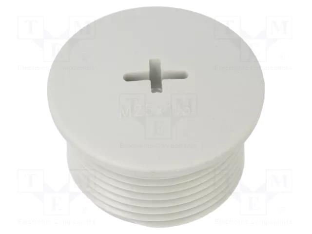 Stopper; M25; 1.5; IP68; polyamide; light grey; Entrelec; 15mm TE Connectivity 1SNG620025R0000
