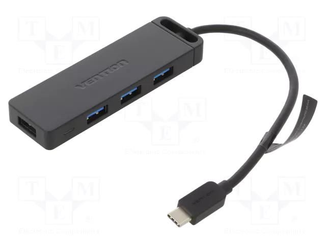 Hub USB; USB A socket x4,USB C plug; USB 3.0; PnP; black; 5Gbps VENTION TGKBB