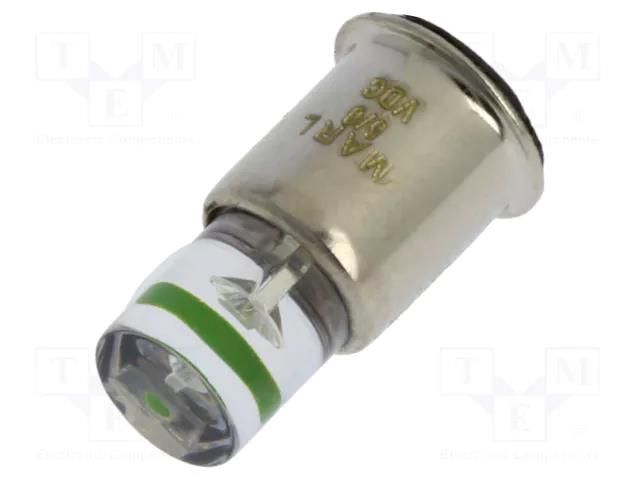 LED lamp; green; SX6s; 5÷6VDC; No.of diodes: 1; 5mm; Bulb: T1 3/4 MARL 206-532-20-38