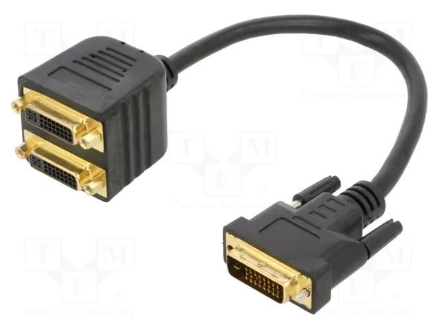 VGA splitter; DVI-D (24+1) plug,DVI-I (24+5) socket x2; 0.3m GEMBIRD A-DVI-2DVI-01