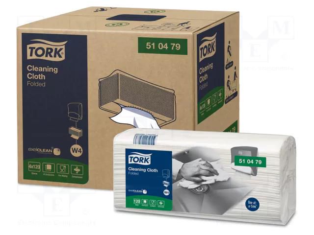 Cleaning cloth: non-woven; polyester,polypropylene; white; dry TORK TORK-510479