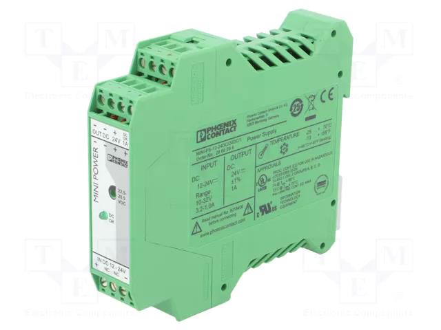 Converter: DC/DC; 24W; Uin: 10÷32VDC; Uout: 24VDC; Iout: 1A; 1.5kV PHOENIX CONTACT MINI-PS-12-24/24/1