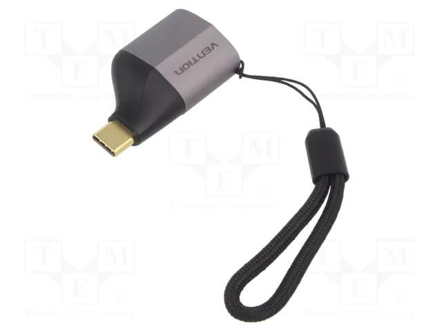 Adapter; DisplayPort 1.2; DisplayPort socket,USB C plug; grey VENTION TCCH0