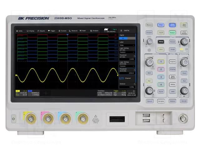 Oscilloscope: mixed signal; Ch: 4; 350MHz; 2Gsps; 200Mpts/ch; 1ns B&K PRECISION BK2569B-MSO