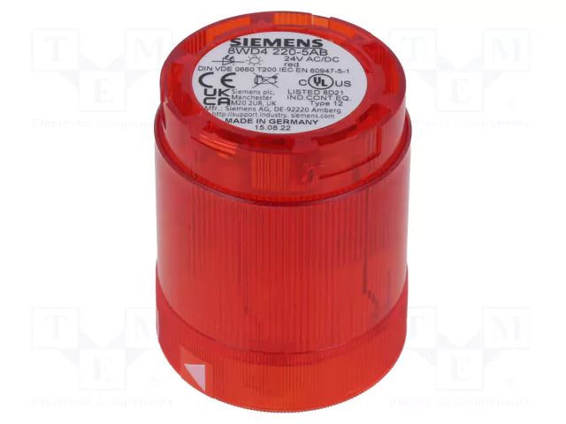 Module: light signaller; red; LED; 24VDC; 24VAC; IP54; 8WD42 SIEMENS 8WD4220-5AB