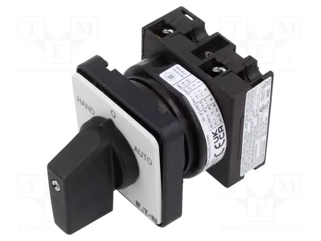 Switch: cam switch; Stabl.pos: 3; 20A; HAND-0-AUTO; Poles: 1; Pos: 3 EATON ELECTRIC T0-1-15431/E