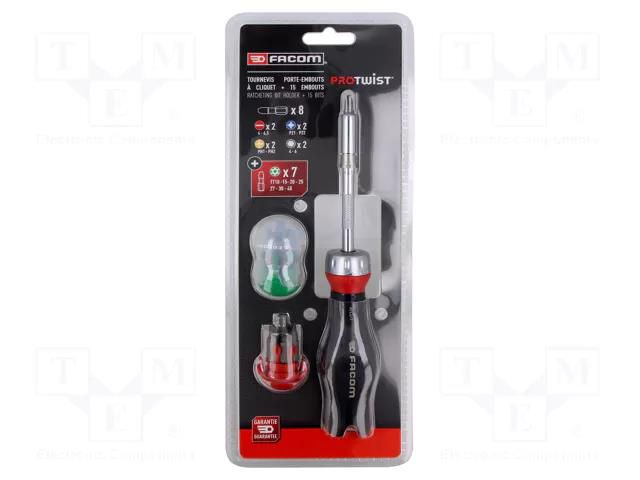 Kit: screwdriver; with ratchet; 15pcs. FACOM FACOM-ATCL.1PB