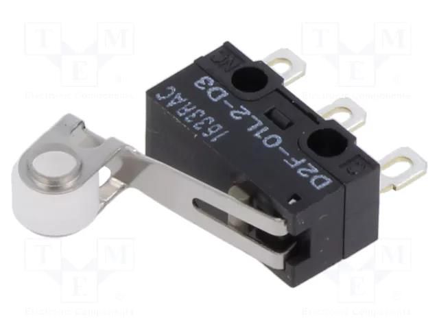 Microswitch SNAP ACTION; 0.1A/30VDC; SPDT; Rcont max: 100mΩ; D2F OMRON Electronic Components D2F-01L2-D3