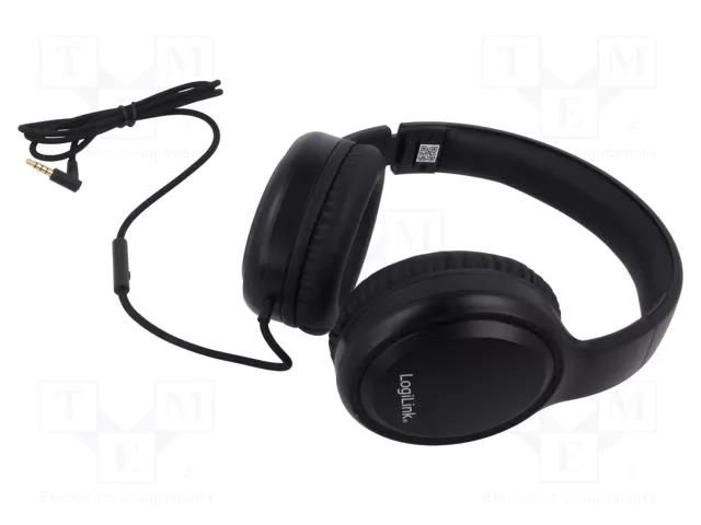 Headphones with microphone; black; Jack 3,5mm; 1.2m; 100÷10000Hz LOGILINK HS0057