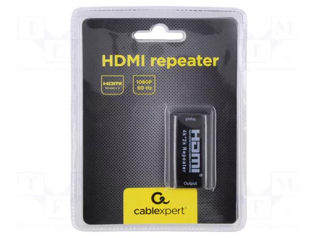 Repeater; HDMI socket,both sides; HDMI 1.4; black; 40m GEMBIRD DRP-HDMI-02