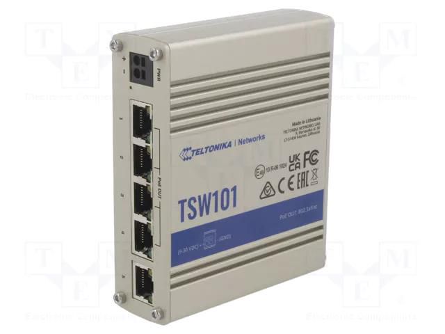 Switch PoE Ethernet; unmanaged; Number of ports: 5; 9÷30VDC; RJ45 TELTONIKA TSW101