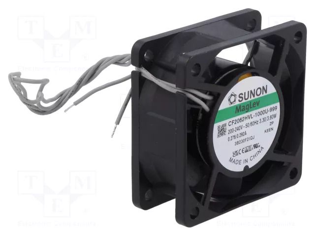 Fan: EC; axial; 230VAC; 60x60x25mm; 29.7m3/h; 30dBA; Vapo; 4100rpm SUNON CF2062HVL-999