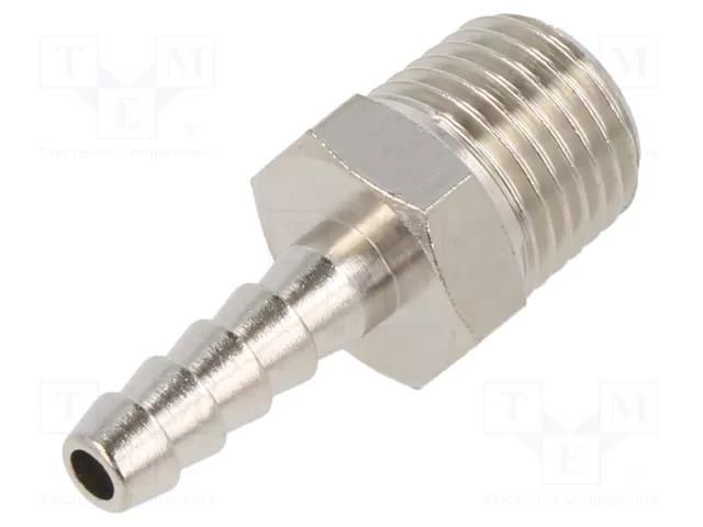 Threaded fitting; connector pipe; nickel plated brass; 6mm PNEUMAT 3040-6-1/4