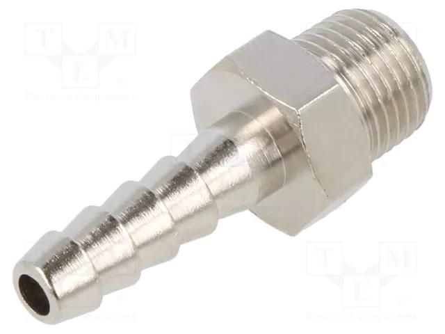 Threaded fitting; connector pipe; nickel plated brass; 6mm PNEUMAT 3040-6-1/8