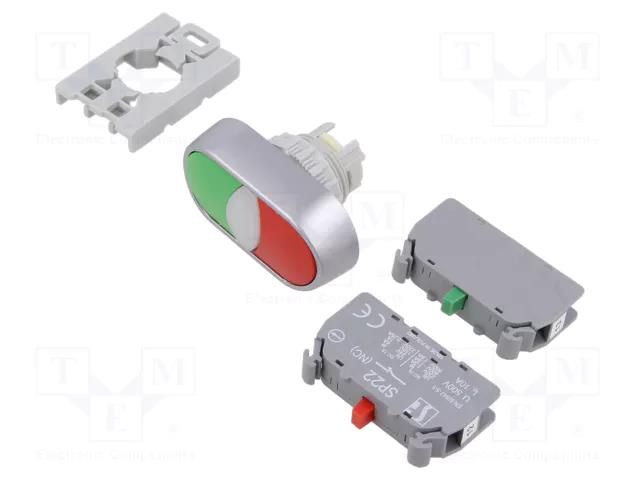 Switch: push-button; 22mm; Stabl.pos: 1; NC + NO; green/red; none SPAMEL SP22-2KL-11-Z-C