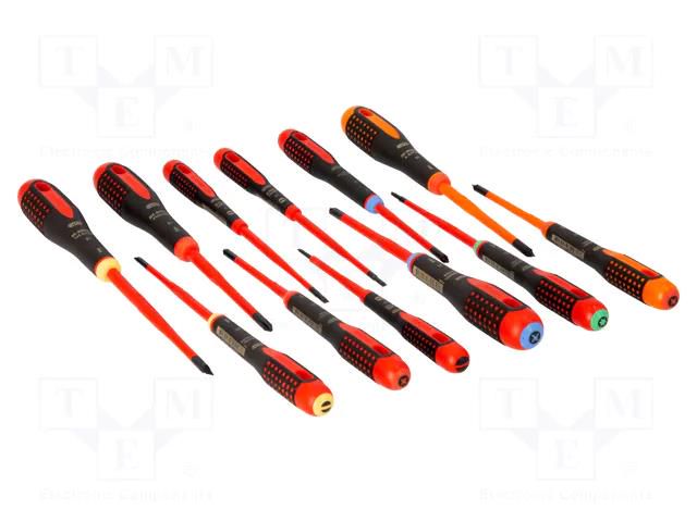 Kit: screwdrivers; insulated; PH1/SL,PH2/SL; ERGO®; 12pcs. BAHCO SA.BE-9878SL