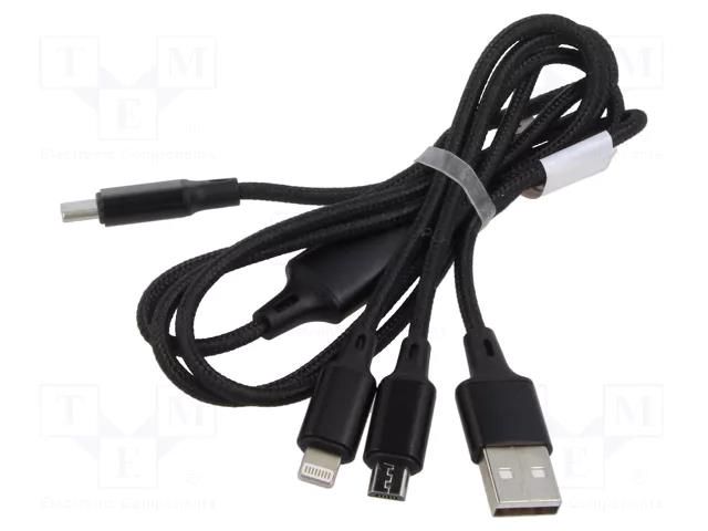 Cable; High Speed,USB 2.0; nickel plated; 1m; black; Core: Cu; 2A DIGITUS AK-300160-010-S