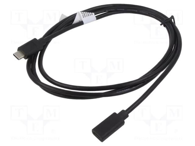 Cable; USB 2.0; USB C socket,USB C plug; nickel plated; 2m; black DIGITUS AK-300210-020-S