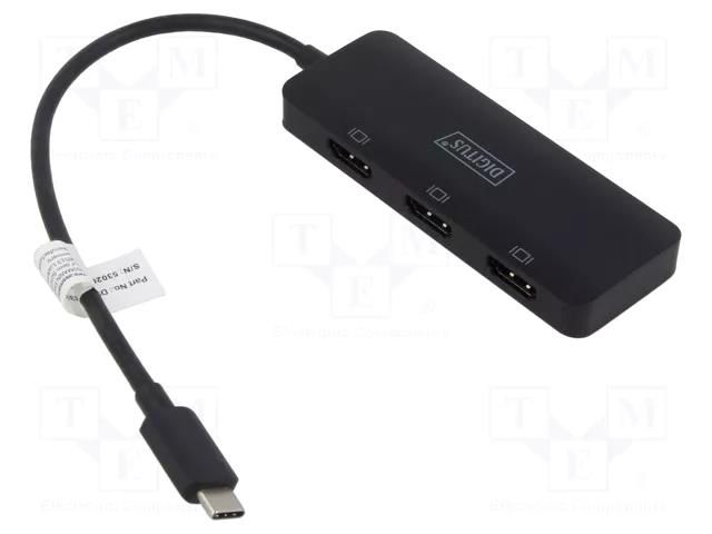 Adapter; HDCP 2.2; HDMI socket x3,USB C plug; black DIGITUS DS-45333