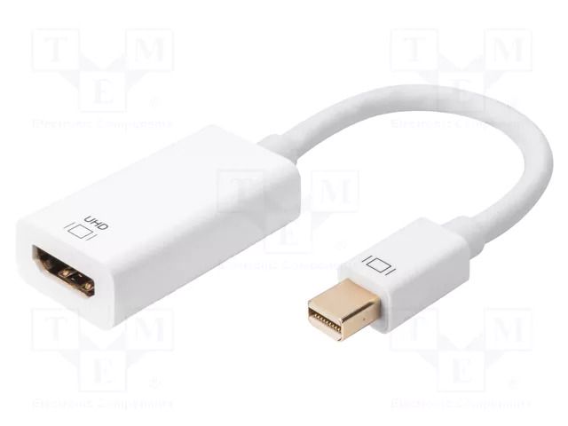 Adapter; HDMI socket,mini DisplayPort plug; 0.2m; white; white DIGITUS AK-340416-002-W