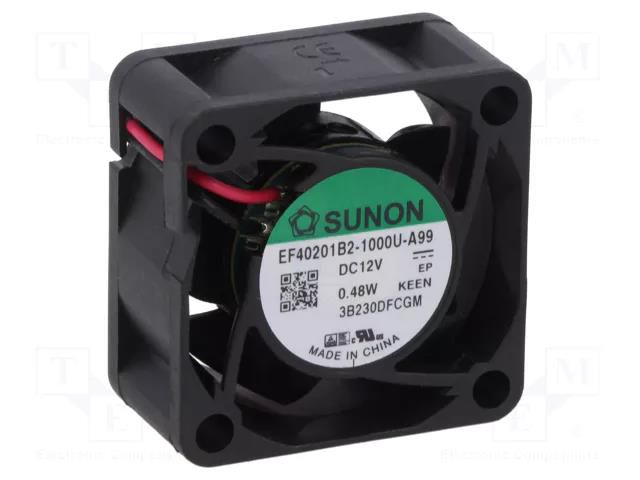 Fan: DC; axial; 12VDC; 40x40x20mm; 13.08m3/h; 27.5dBA; ball; 26AWG SUNON EF40201B2-A99-A