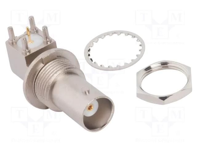 Connector: BNC; socket; female; angled 90°; 50Ω; THT; PTFE AMPHENOL RF 031-6121