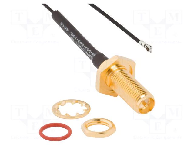 Cable; 0.25m; AMC4,SMA RP; angled,straight AMPHENOL RF 095-902-503-250