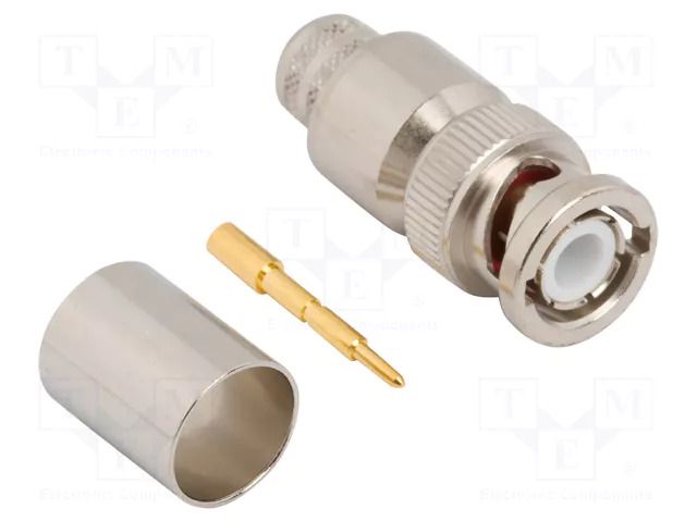 Connector: BNC; plug; male; straight; 50Ω; crimped; for cable; PTFE AMPHENOL RF 112589