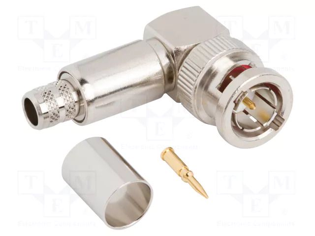 Connector: BNC; plug; male; angled 90°; 75Ω; crimped; RG6; for cable AMPHENOL RF 031-70556