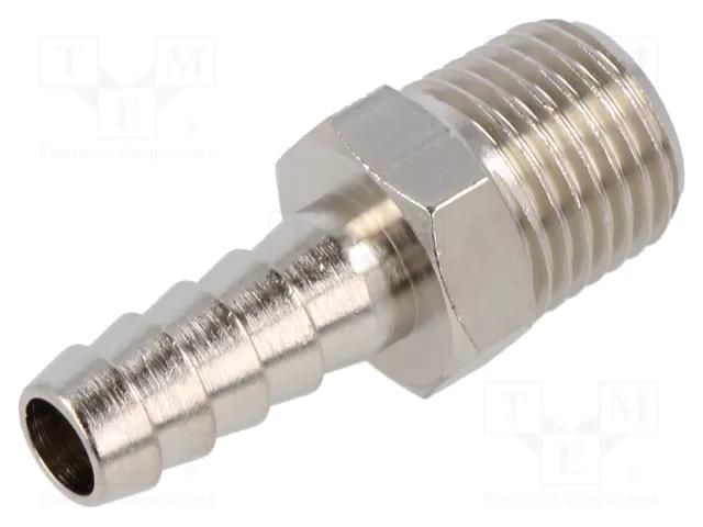 Threaded fitting; connector pipe; nickel plated brass; 8mm PNEUMAT 3040-8-1/4