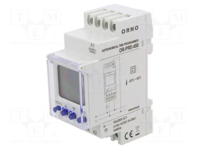 Automation module: programmable time switch; 230VAC; IP20 ORNO OR-PRE-450