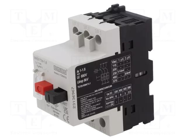 Motor breaker; for DIN rail mounting; 1÷1.6A; IP40; -5÷40°C; 690V EMAS T0-MKS1TM-1.6