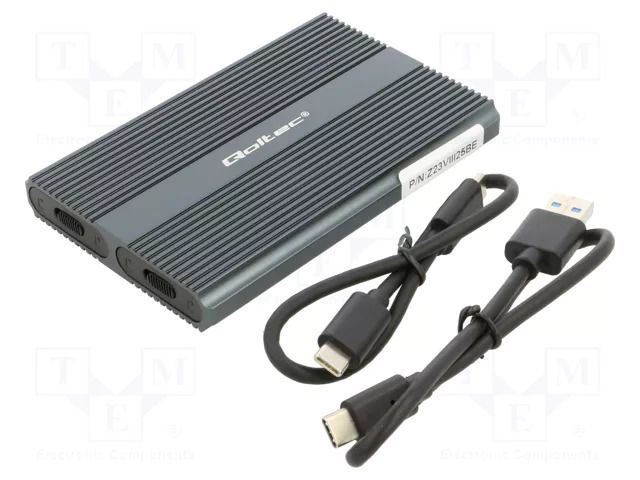 Hard discs housing: M.2; PnP; SATA III,USB 3.1; aluminium; grey QOLTEC QOLTEC-52273