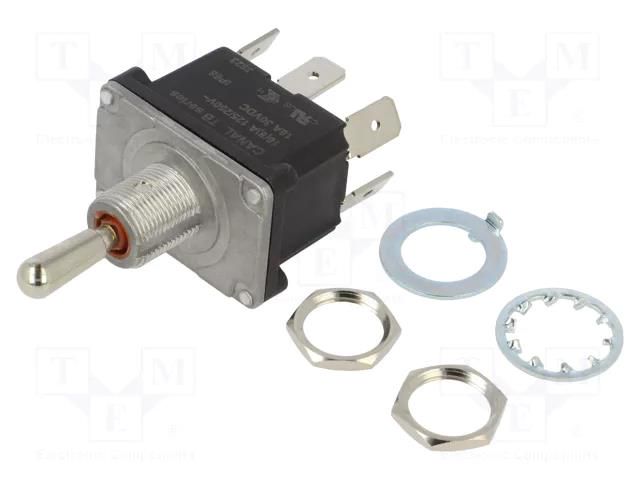 Switch: toggle; Pos: 3; DP3T; (ON)-OFF-(ON); 16A/250VAC; 16A/30VDC CANAL ELECTRONIC TB3-AB17-1