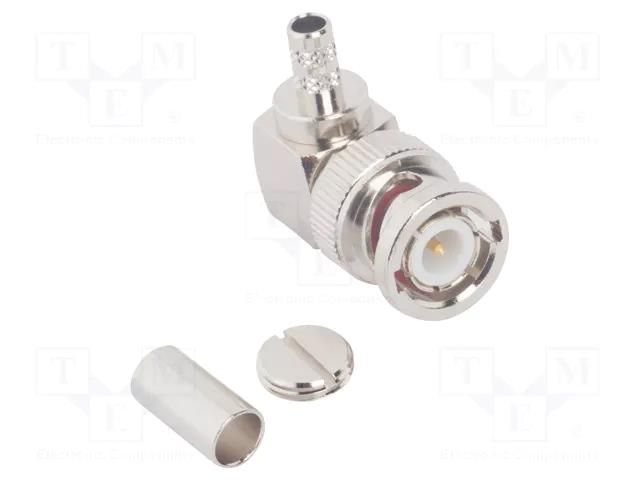 Connector: BNC; plug; male; angled 90°; 50Ω; soldering,crimped AMPHENOL RF 112599