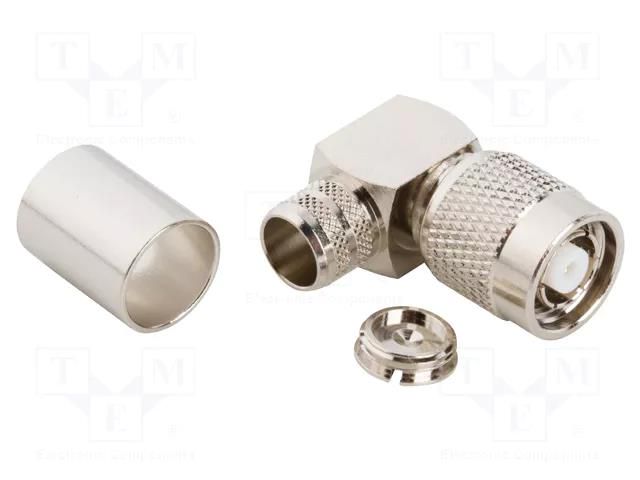 Connector: RP-TNC; plug; reverse,female; angled 90°; 50Ω; PTFE AMPHENOL RF 122416RP