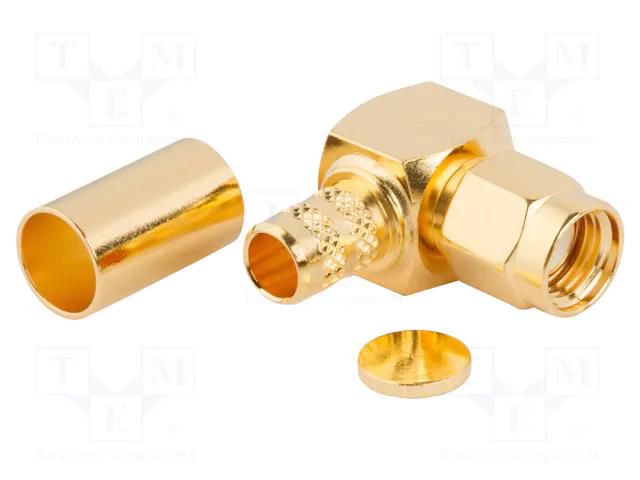 Connector: RP-SMA; plug; reverse,female; angled 90°; 50Ω; PTFE AMPHENOL RF 132239RP