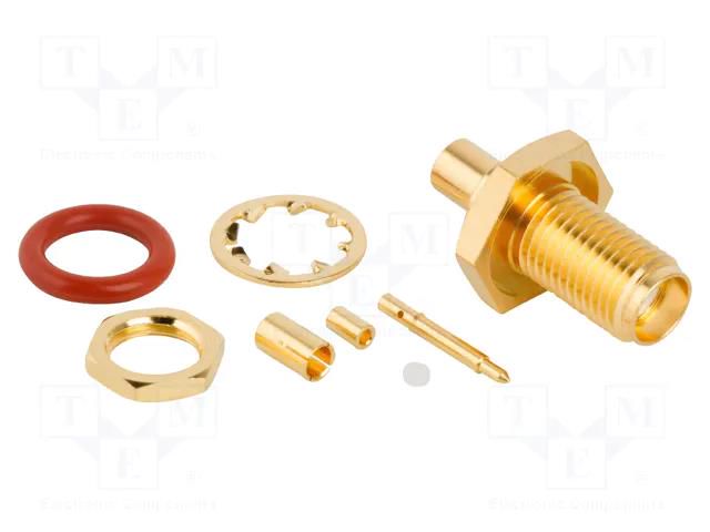 Connector: RP-SMA; socket; male,reverse; straight; 50Ω; PTFE; brass AMPHENOL RF 132286RP