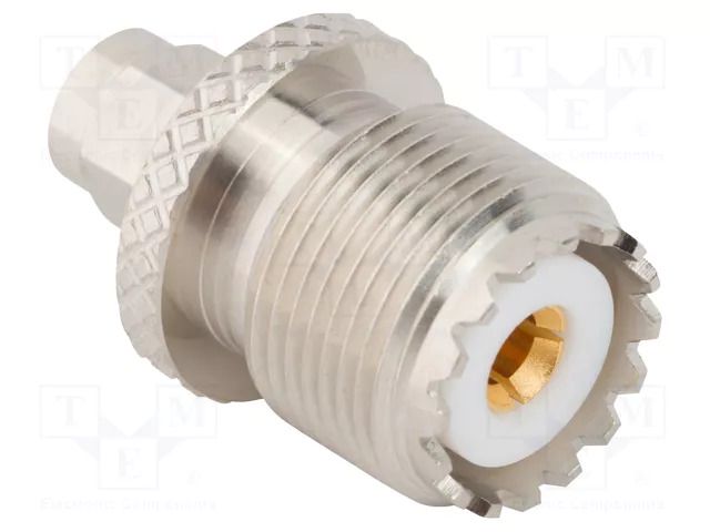 Adapter; SMA male,UHF female; Insulation: PTFE; 50Ω; brass; 2.5GHz AMPHENOL RF 242108