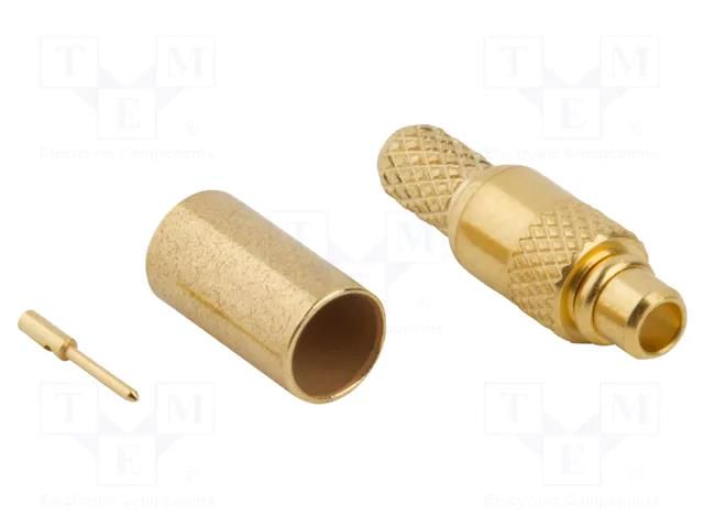 Connector: MMCX; plug; male; straight; 50Ω; soldering,crimped; PTFE AMPHENOL RF 908-41300