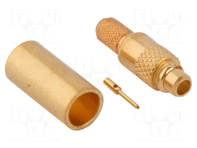 Connector: MMCX; plug; male; straight; 50Ω; soldering,crimped; PTFE AMPHENOL RF 908-41500