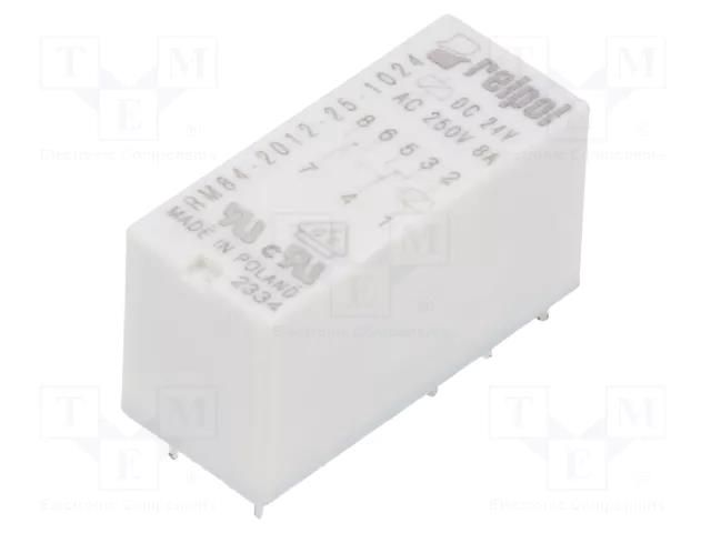 Relay: electromagnetic; DPDT; Ucoil: 24VDC; 8A; 8A/250VAC; 8A/24VDC RELPOL RM84-2012-25-1024