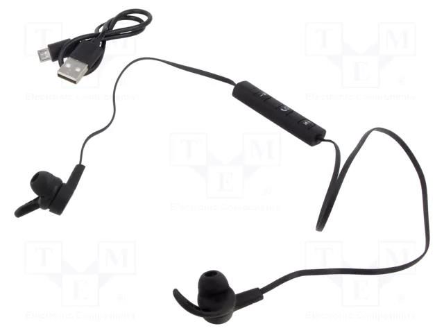 Wireless headphones with microphone; black; wireless,in-ear SAVIO SAVSLWE-02