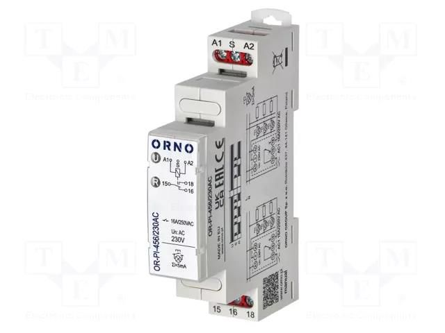 Relay: installation; bistable; SPDT; Uswitch: max.250VAC; 16A; IP20 ORNO OR-PI-456/230AC