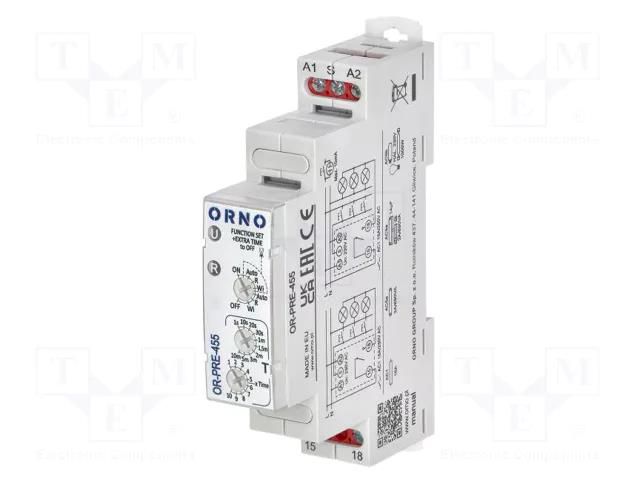 Staircase timer; for DIN rail mounting; 230VAC; IP20; -20÷50°C ORNO OR-PRE-455